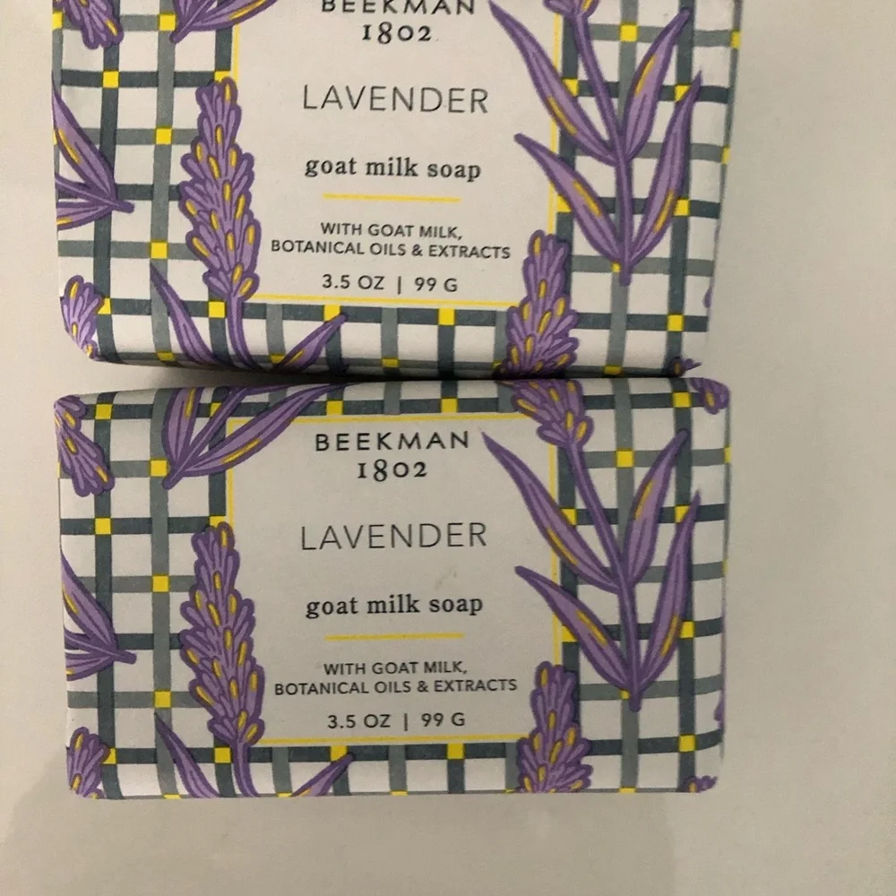 Beekman 1802 Lavender Goat Milk Soap — Purple & White Packaging